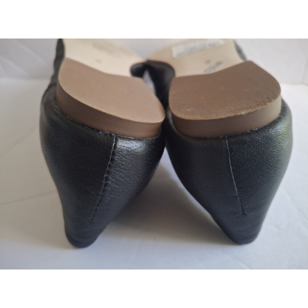 Kelsi Dagger Pleated Leather Ballet Flats Size 6 Black Flower Knot Quiet Luxury - Picture 8 of 9
